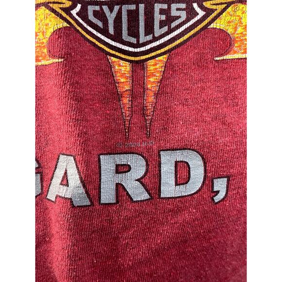 Vintage Y2K Red Harley Davidson Shirt Live Free Flame Banner Oregon Size L - Picture 3 of 5